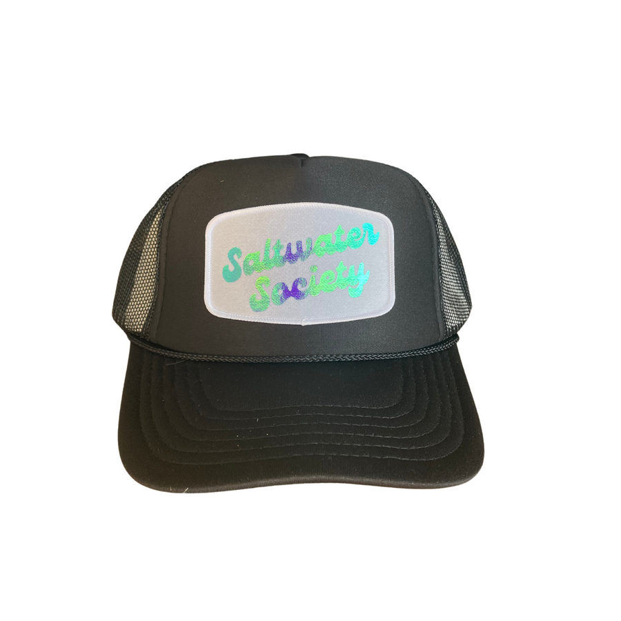 BLACK RETRO MERMAID TRUCKER HAT